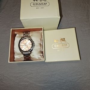 Coach silver and pink watch